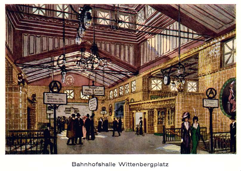 Aquarell von Fritz Beckert - Hochbahnszene