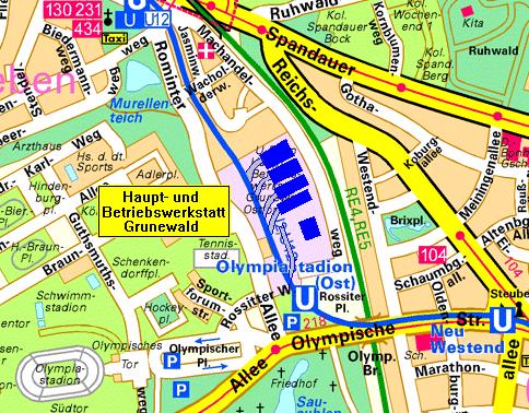 Lageplan Betriebs- und Hauptwerkstatt Grunewald