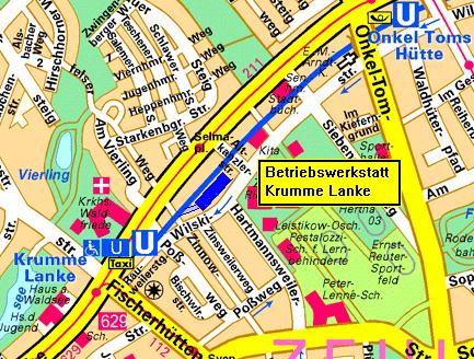 Lageplan Betriebswerkstatt Krumme Lanke