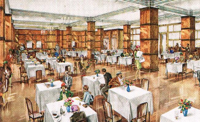 Restaurant mit Zitronenholz und Nussbaumprofilen