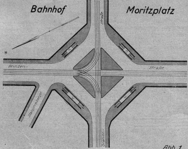 Platzanlage des Moritzplatzes mit den acht U-Bahnausgängen