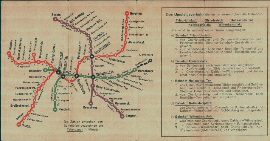Netzplan der Berliner U-Bahn aus dem Jahr 1926