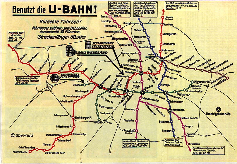 Netzplan der Berliner U-Bahn aus dem Jahr 1931