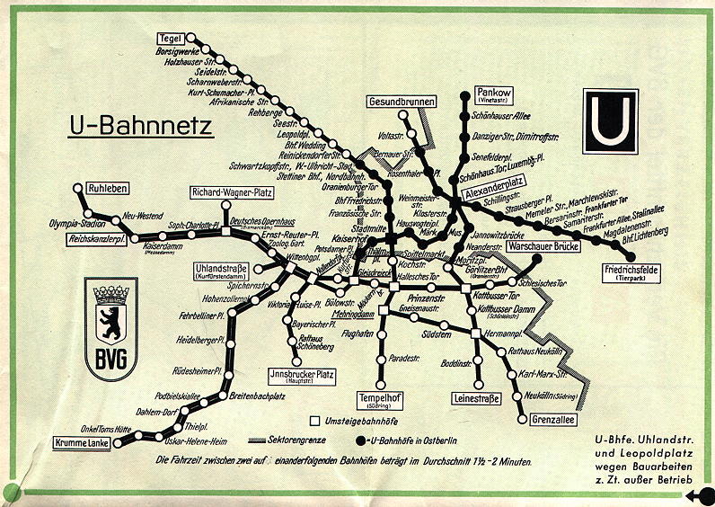 Netzplan der Berliner U-Bahn aus dem Jahr 1960